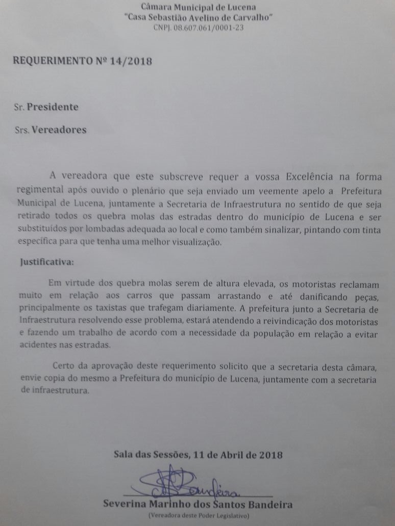 Vereadora pede que prefeitura substitua queba-molas por lombadas eletrônicas